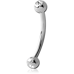 SURGICAL STEEL GRADE 316L DOUBLE JEWELED MICRO CURVED BARBELL