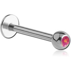 SURGICAL STEEL GRADE 316L JEWELED MICRO LABRET WITH ORGANIC SYNTHETIC OPAL