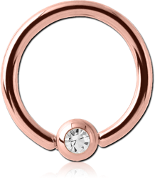 ROSE GOLD PVD COATED SURGICAL STEEL GRADE 316L  VALUE JEWELED BALL CLOSURE RING
