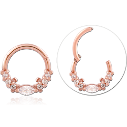Rose Gold PVD Coated Surgical Steel Grade 316L Jeweled Hinged Segment Ring