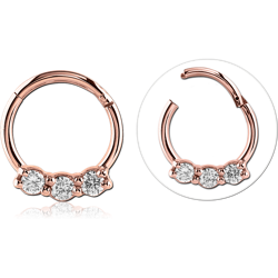 ROSE GOLD PVD COATED SURGICAL STEEL GRADE 316L ROUND JEWELED HINGED SEPTUM RING