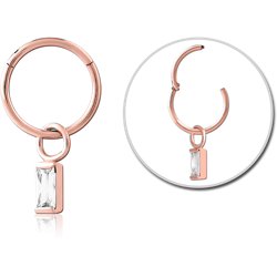 ROSE GOLD PVD COATE SURGICAL STEEL GRADE 316L HINGED SEGMENT RING WITH JEWELED CHARM