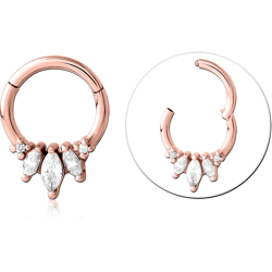 Rose Gold Surgical Steel Grade 316L Jeweled Hinged Segment Ring