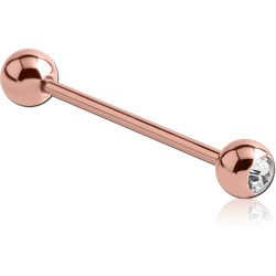 ROSE GOLD PVD COATED SURGICAL STEEL GRADE 316L PREMIUM CRYSTAL JEWELED BARBELL