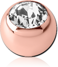 ROSE GOLD PVD COATED SURGICAL STEEL GRADE 316L VALUE CRYSTAL JEWELED BALL