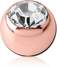 ROSE GOLD PVD COATED SURGICAL STEEL GRADE 316L FLAT STONE PREMIUM CRYSTAL JEWELED BALL
