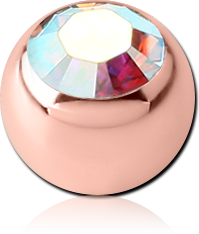 ROSE GOLD PVD COATED SURGICAL STEEL GRADE 316L PREMIUM CRYSTAL JEWELED MICRO BALL