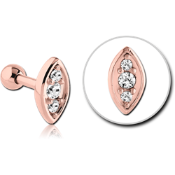 ROSE GOLD PVD COATED SURGICAL STEEL GRADE 316L JEWELED TRAGUS MICRO BARBELL