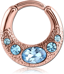ROSE GOLD PVD COATED SURGICAL STEEL GRADE 316L JEWELED HINGED SEPTUM CLICKER