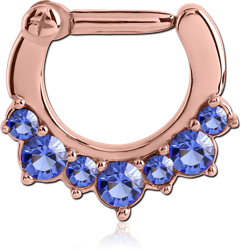 ROSE GOLD PVD COATED SURGICAL STEEL GRADE 316L ROUND JEWELED HINGED SEPTUM CLICKER