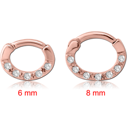 ROSE GOLD PVD COATED SURGICAL STEEL GRADE 316L ROUND JEWELED HINGED SEPTUM CLICKER