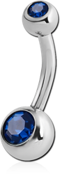 SURGICAL STEEL GRADE 316L DOUBLE JEWELED MINI NAVEL BANANA
