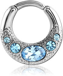 SURGICAL STEEL GRADE 316L JEWELED HINGED SEPTUM CLICKER RING