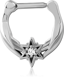 SURGICAL STEEL GRADE 316L JEWELED HINGED SEPTUM CLICKER RING