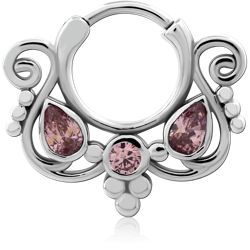 SURGICAL STEEL GRADE 316L ROUND JEWELED HINGED SEPTUM CLICKER