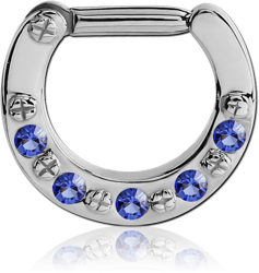 SURGICAL STEEL GRADE 316L JEWELED HINGED SEPTUM CLICKER RING