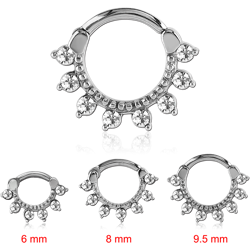 SURGICAL STEEL GRADE 316L ROUND VALUE JEWELED HINGED SEPTUM CLICKER RING