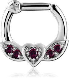 SURGICAL STEEL GRADE 316L JEWELED HINGED SEPTUM CLICKER RING