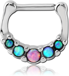 SURGICAL STEEL GRADE 316L ROUND PRONG SET JEWELED HINGED SEPTUM RING