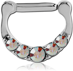 SURGICAL STEEL GRADE 316L ROUND JEWELED HINGED SEPTUM RING