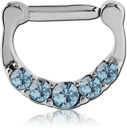 SURGICAL STEEL GRADE 316L ROUND JEWELED HINGED SEPTUM RING