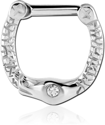 SURGICAL STEEL GRADE 316L JEWELED HINGED SEPTUM CLICKER RING