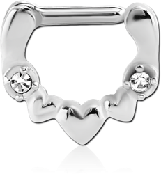 SURGICAL STEEL GRADE 316L JEWELED HINGED SEPTUM CLICKER RING