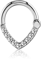 SURGICAL STEEL GRADE 316L ROUND JEWELED HINGED SEPTUM CLICKER RING