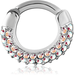 SURGICAL STEEL GRADE 316L JEWELED HINGED SEPTUM CLICKER RING