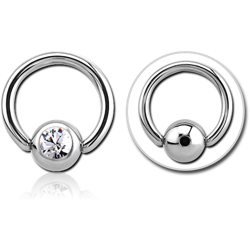 SURGICAL STEEL GRADE 316L VALUE JEWELED SLAVE BALL WITH BALL CLOSURE RING