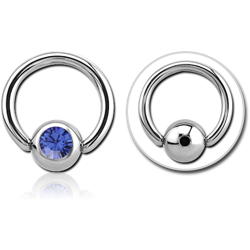 SURGICAL STEEL GRADE 316L JEWELED SLAVE BALL WITH BALL CLOSURE RING