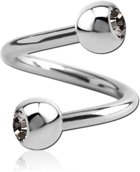 SURGICAL STEEL GRADE 316L DOUBLE JEWELED BODY SPIRAL