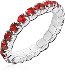 RHODIUM PLATED BASE METAL STRETCH STACK RING SIZE 17-21 MM