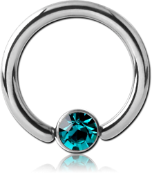 ANODISED TITANIUM ALLOY BALL CLOSURE RING WITH OPTIMA CRYSTAL JEWELED DISC