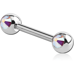 TITANIUM ALLOY DOUBLE SIDE JEWELED BARBELL