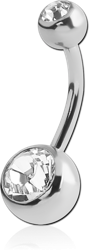 TITANIUM ALLOY DOUBLE VALUE JEWELED NAVEL BANANA