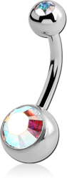 TITANIUM ALLOY DOUBLE OPTIMA CRYSTAL JEWELED NAVEL BANANA