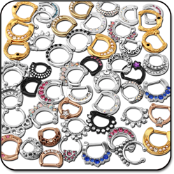 VALUE PACK OF MIX SURGICAL STEEL GRADE 316L HINGED SEPTUM CLICKER RING - PACK OF 500 PCS