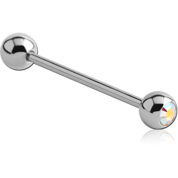 STERILE SURGICAL STEEL GRADE 316L PREMIUM CRYSTAL JEWELED BARBELL