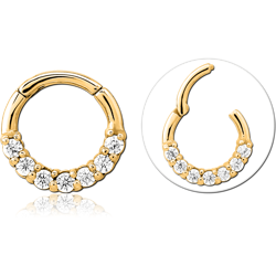 STERILE GOLD PVD COATED SURGICAL STEEL GRADE 316L JEWELED HINGED SEPTUM RING