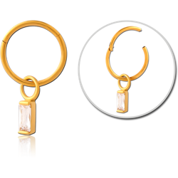 STERILE GOLD PVD COATE SURGICAL STEEL GRADE 316L HINGED SEGMENT RING WITH JEWELED CHARM