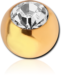 STERILE GOLD PVD COATED SURGICAL STEEL GRADE 316L FLAT STONE PREMIUM CRYSTAL JEWELED MICRO BALL
