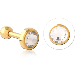 STERILE GOLD PVD COATED SURGICAL STEEL GRADE 316L  JEWELED TRAGUS MICRO BARBELL