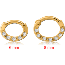 STERILE GOLD PVD COATED SURGICAL STEEL GRADE 316L ROUND JEWELED HINGED SEPTUM CLICKER