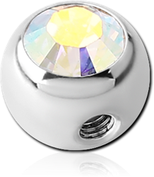 STERILE SURGICAL STEEL GRADE 316L SIDE THREADED PREMIUM CRYSTAL JEWELED BALL