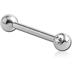 STERILE SURGICAL STEEL GRADE 316L MICRO BARBELL WITH ONE SIDE THREADED JEWELED BALL