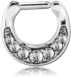 STERILE SURGICAL STEEL GRADE 316L ROUND JEWELED HINGED SEPTUM CLICKER