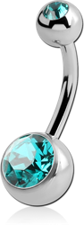 STERILE TITANIUM ALLOY DOUBLE VALUE JEWELED NAVEL BANANA