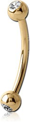 STERILE ZIRCON GOLD PVD COATED SURGICAL STEEL GRADE 316L DOUBLE JEWELED CURVED MICRO BARBELL