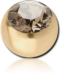 ZIRCON GOLD PVD COATED SURGICAL STEEL GRADE 316L JEWELED BALL
